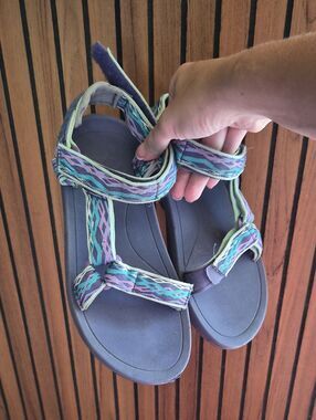 Teva Purple Sandals with Teal and Lavender Strap Accents 4
